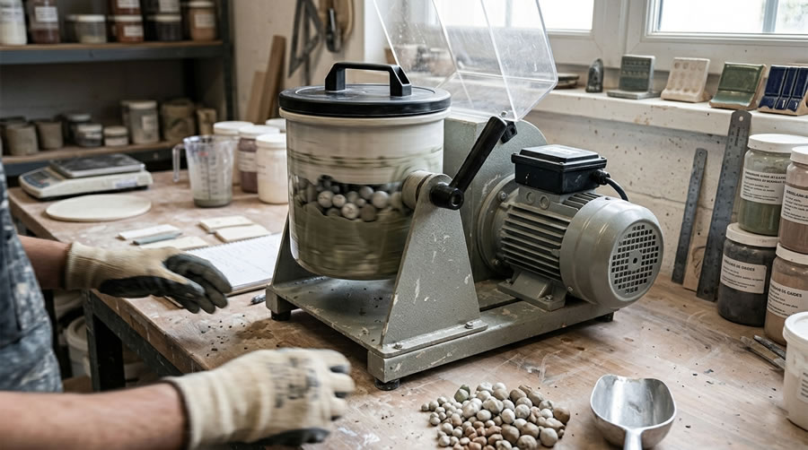 Single Ball Mill 20L in Egyptian glaze formulation studio