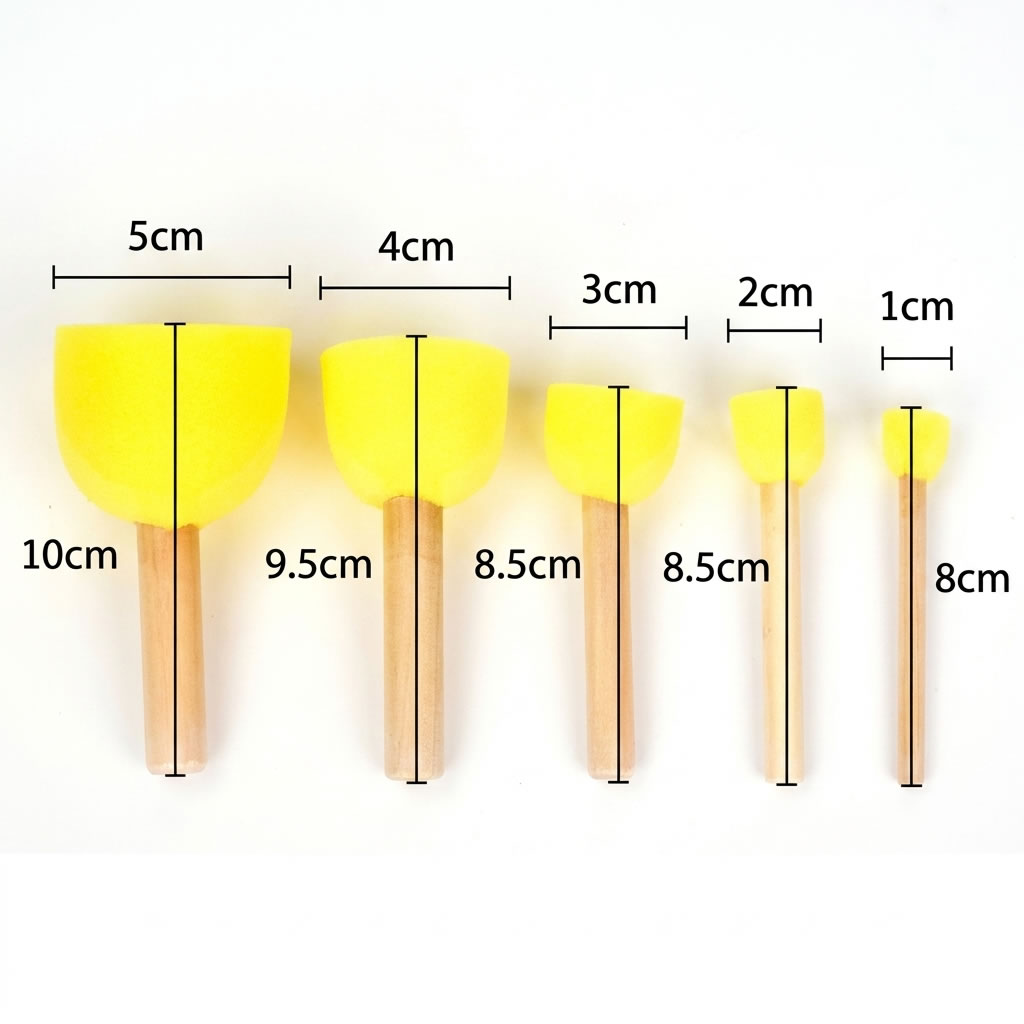 Wooden Handle 5 pcs Painting Sponge Set