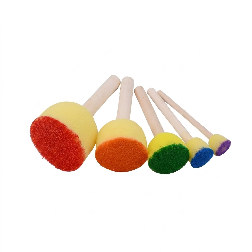 Wooden Handle 5 pcs Painting Sponge Set